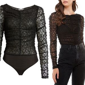 WAYF Lace Long Sleeve Bodysuit Size S